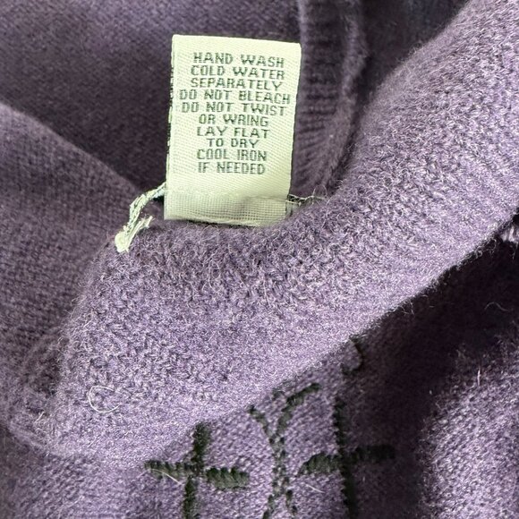 Serengeti Wool Embroidered Sweater Womens Size XL Winter Purple V-Neck VTG Warm - Picture 7 of 11